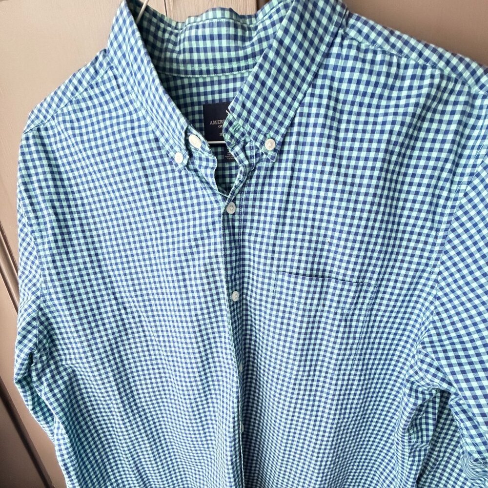 American Eagle Gingham Casual LS Shirt- Size XL